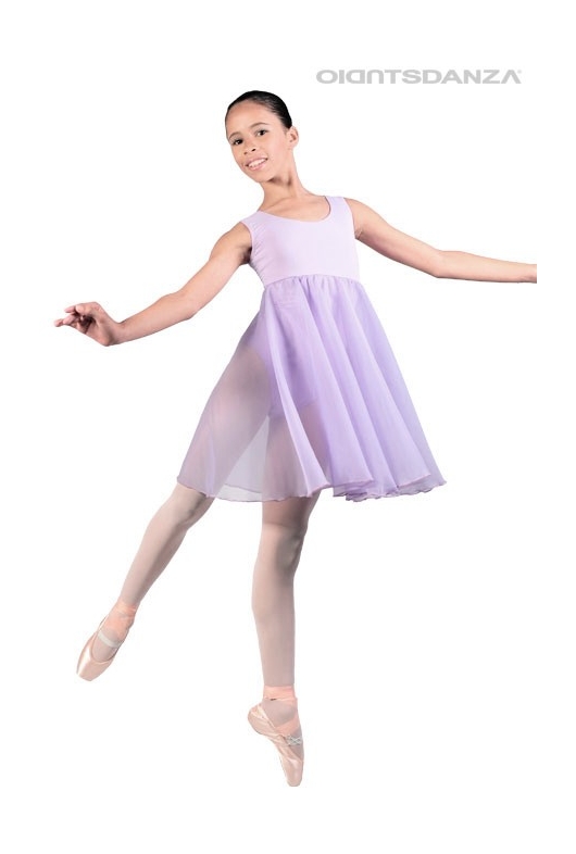 Vestido de ballet para niña falda hasta la cosida